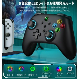 Switch Controller, 8 Color RGB Light, Program Editing Function, Back Button, Wake/Wake Switch, Controller, Wireless Switch, Pro Controller, Equipped with Gyro Sensor, Continuous Fire Function,