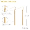 Minimal Long Bar Earrings 18k Gold Drop Line Dangle Geometric