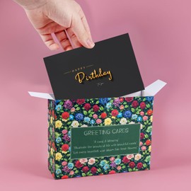 Magic Ants Birthday Card Set - Pack of 24 with Birthday Cakes, Balloons, Gifts - Happy Birthday in Various Fonts and Colours - Includes 24 Envelopes