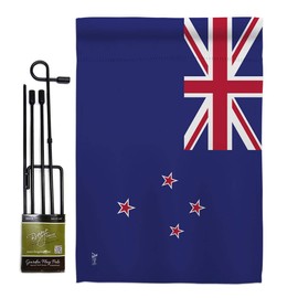 Americana Home & Garden New Zealand Garden Flag Set with Stand Regional Nation International World Country Particular Area House Decoration Banner Small Yard Gift Double-Sided, Made in USA