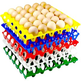 10-Pack Reusable Plastic Egg Tray Egg Crates 30-Egg Flats for Home Chicken Farmers, Stackable Egg Cartons Hold Multiple Eggs, Great for Storing, Sorting, and Shipping Eggs, Durable and Reusable