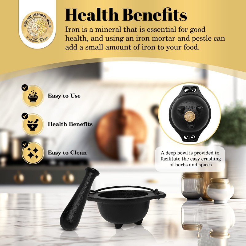 Cast Iron Cauldron Mortar and Pestle Set (MP3-Cauldron Mortar &
