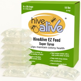 HiveAlive EZ Feed Super Syrup-Liquid Bee Feed in Ready to Use 2 lb. Power Pouches for Easy Feeding. This Syrup Needs No Mixing. Enriched with HiveAlive Bee Food Supplement for Colony Health