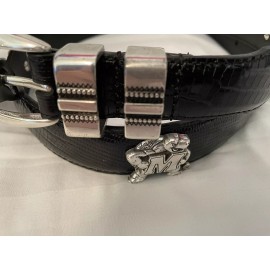 Enmon Black Leather Belt With University of Maryland Conchos 28,30,40,46,56
