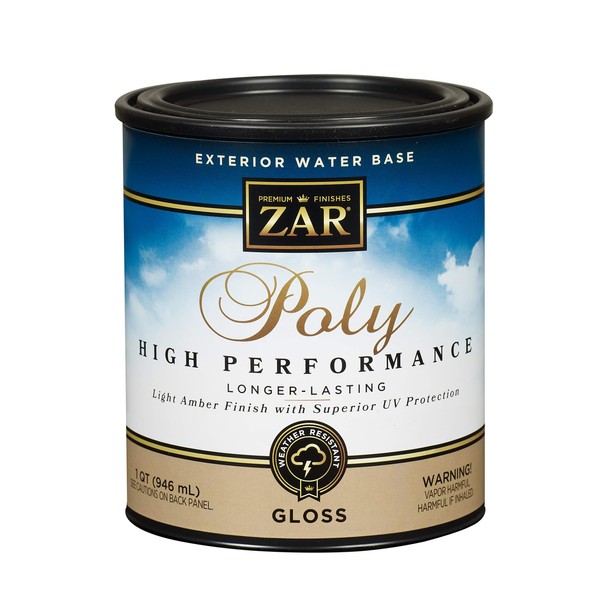 ZAR 32612 Exterior Water Based Polyurethane, QT, Clear