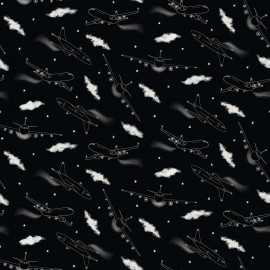 Blank Quilting - Lets Glow Crazy - Airplanes - Glow In The Dark - Black