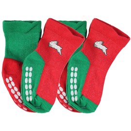 South Sydney Rabbitohs NRL Baby Infant Toddler Nonslip Crew Socks 2 pk Size 00-1