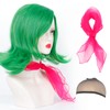 Askuang Short Green Bob Wig for Women Side Part Green