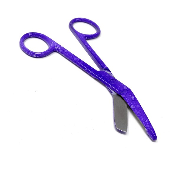Purple Dew Drops Pattern Color Lister Bandage Scissors 5.5" (14cm), Stainless Steel