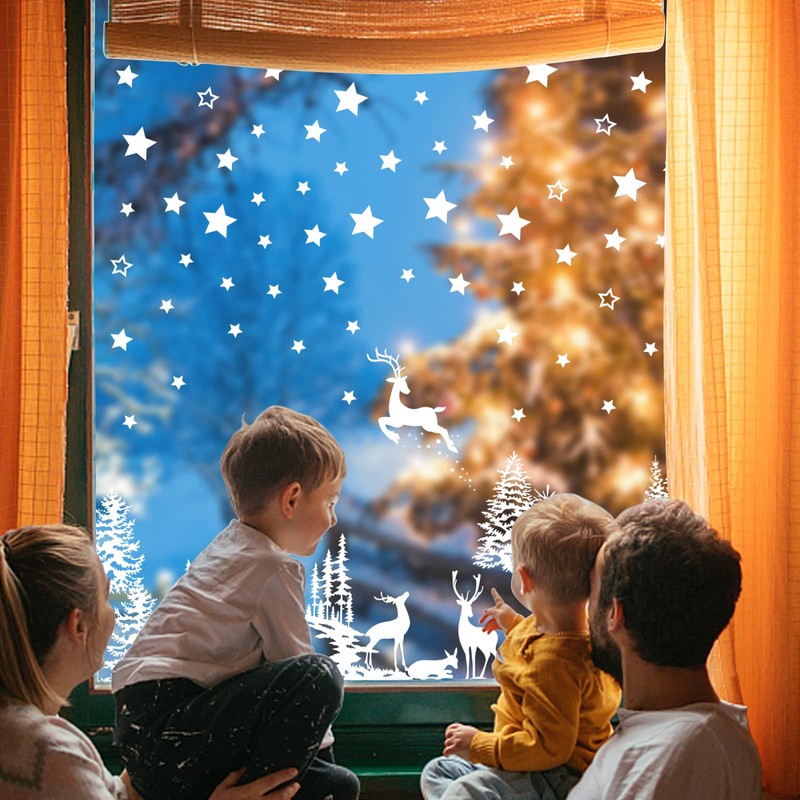 9 Sheet Large Size Christmas Snowflake Stickers Reusable Xmas Window