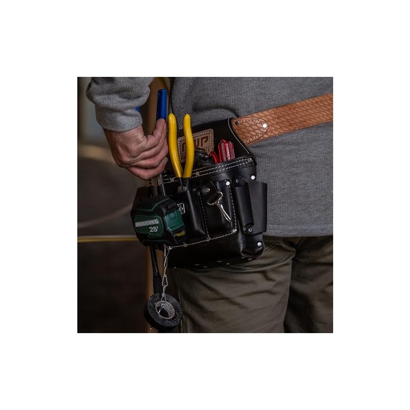 AWP Genuine Leather Premium Tool Pouch Multi-Pocket Organizer for Electricians,