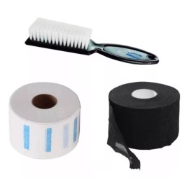 Barbers 2 Rollos Papel Cuello + Cepillo Limpiador Para Barbería