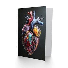 Artery8 Greeting Card Colourful Anatomical Human Heart Bold Modern Blank For Him Or Her Art Birthday Card
