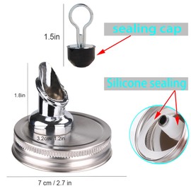 Free Flow Spout for Mason Jar,for spout regular mouth size Mason Jar 70mm lid, 2 Pack (Zinc alloy) jars not included
