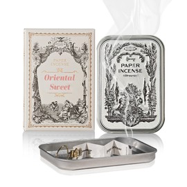 OPTATUM Paper Incense - 48pcs with Vintage Tin Case, Housewarming Gift for New Home Scented, Quick Usage & Long-Lasting Fragrance, Eliminating Bathroom, Kitchen, Pet Odors - Oriental Sweet