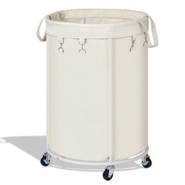 efluky 150L Laundry Basket with Wheels, Large Rolling Laundry Hampers with Handles for Bathroom, Bedroom & Laundry Room, Beige