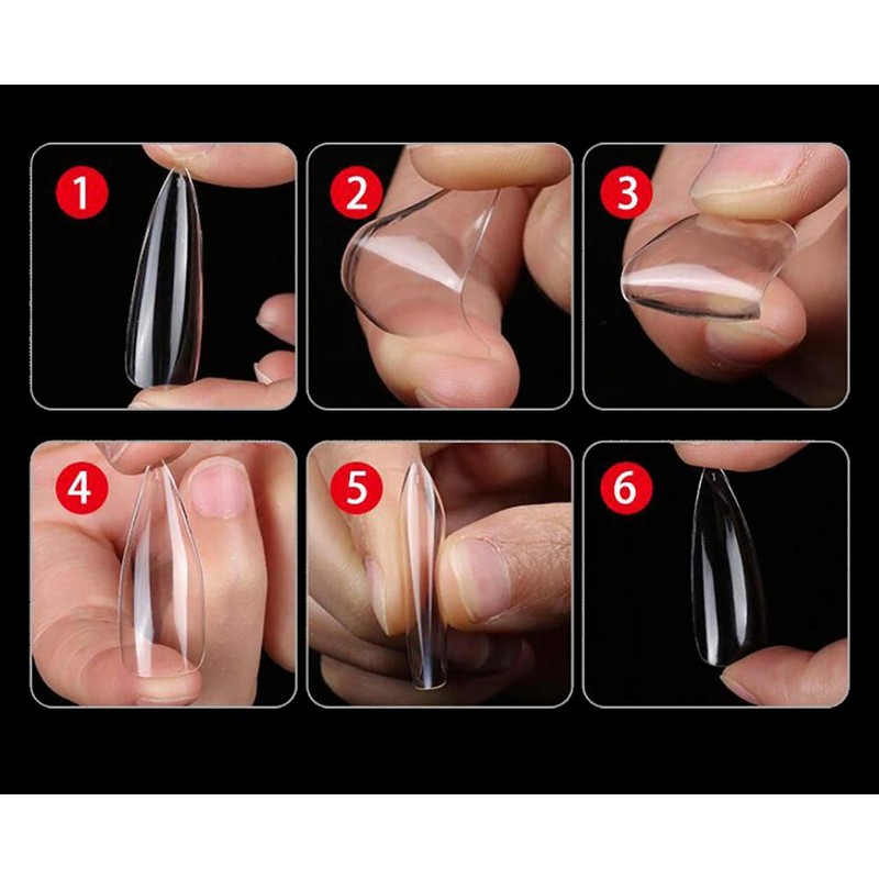 Mwoot 600 Pieces French False Nail Tips, Long Stiletto Sharp