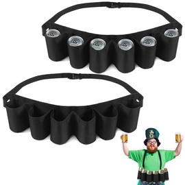 Beer Belt Holster, Beer Soda Bottle Holder Belts, Drink Can Holder, Adjustable Waist Pack Bag, Perfect for Parties, Picnics, Hiking - Color: BLACK