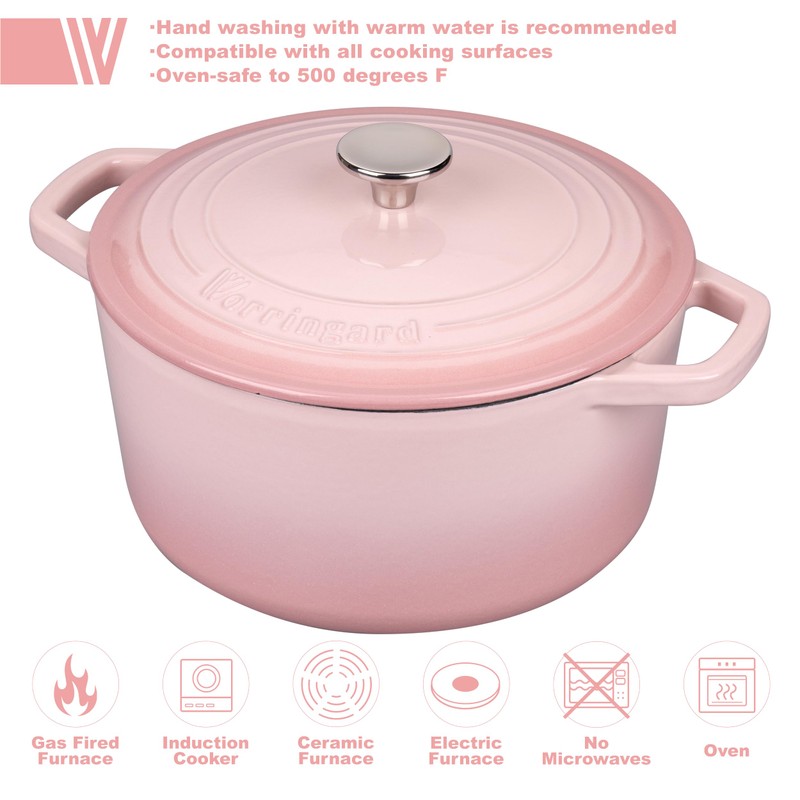 VORRINGARD Enameled Cast Iron Dutch Oven Pot with Lid, for