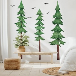 Runtoo Wandaufkleber mit großem Kiefernbaum, Waldpflanze, Wandkunst, Aufkleber für Wohnzimmer, Schlafzimmer, Kinderzimmer, Dekoration