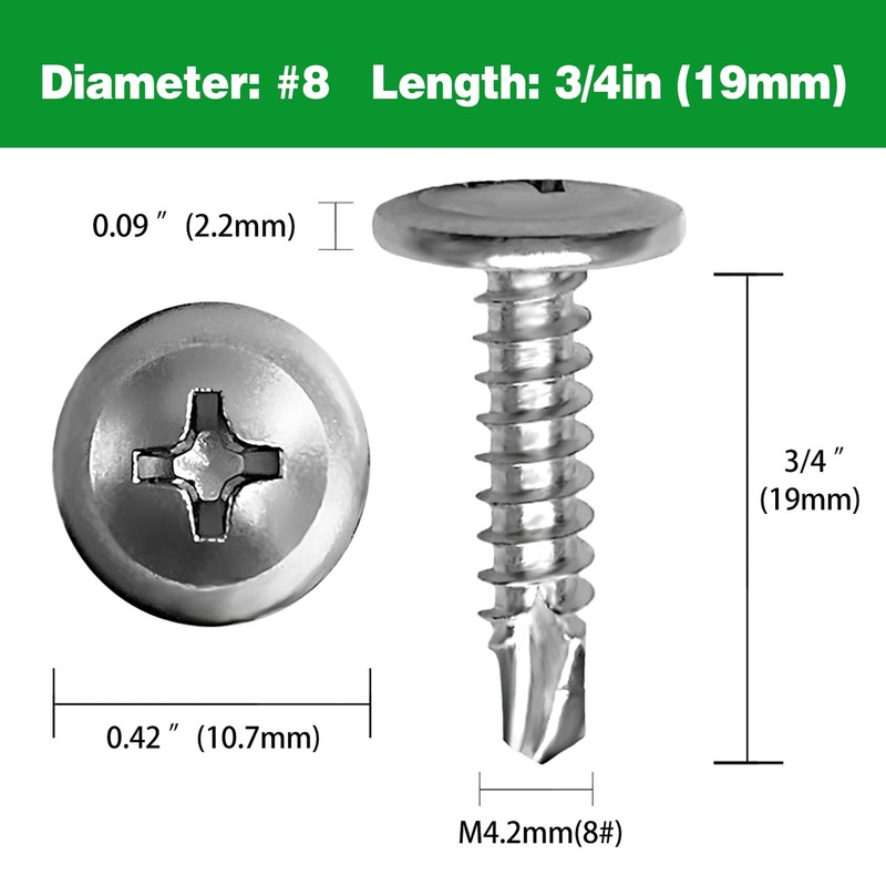 410 Stainless #8 x 3/4" Tapping Screws for Metal Sheet