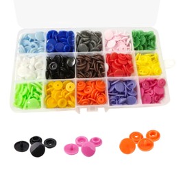 GOODCHI Plus Snaps, 150 Pairs 15 Colors, 0.5 inches (12 mm), Round Shape, Plastic, DIY Crafts, Sewing Material, Case Included, Colorful Snap