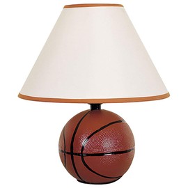 Ore International 604BA-A Ceramic Basketball Table Lamp, 15" H, Orange