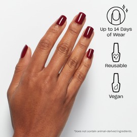 OPI On Point Got the Blues for Red | Short Round Dark Red Press On Nails | With Nail Glue | Long Lasting, Reusable, Non-damaging