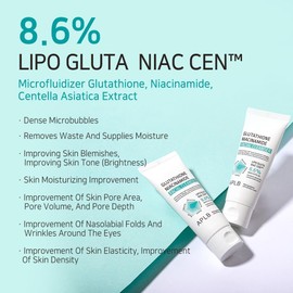 APLB Glutathione Niacinamide Facial Cleanser LIPO GLUTA NIAC CEN™ 8.6% 2.71 FL.OZ/Korean Skincare, Cares for Tighten Pores & Sebum, Long lasting nourishment and deep moisture for soft skin