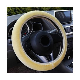 Augeny Fuzzy Car Steering Wheel Cover, Anti-Slip Soft Plush Steering Wheel Protector, 15 Inch Elastic Wheel Covers, Universal Vehicle Interior Winter Warm Accessories for Men Women (Beige)