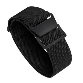 BINLUN Replacement Watch Band, Elastic Nylon Fabric, Waterproof, Military Strap, Unisex, Interchangeable, Silver/Black Buckle, 0.7, 0.8, 0.9 inches (18, 20, 22 mm), Improved Version, Nylon, No