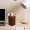 Fosinz Pen Pencil Holder Cup Container PU Leather Desk Organizer