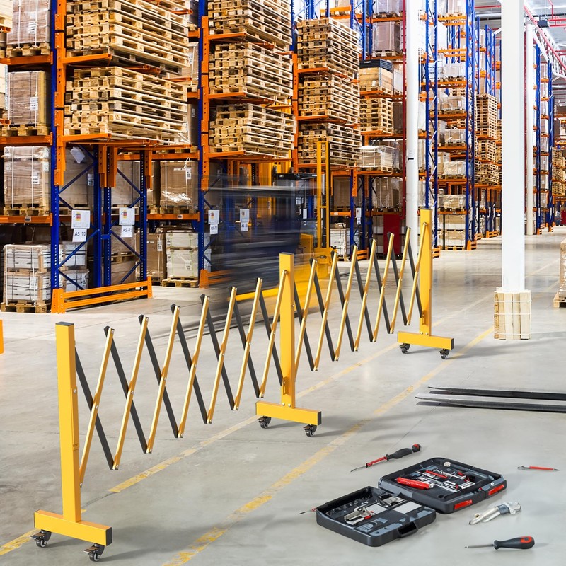 YITAHOME Metal Expandable Barricade Gate Outdoor, 16FT Folding Security Gate,