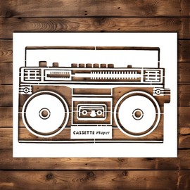 Boombox Stencil Template - Reusable Vintage Retro Street Art Inspirational Stencils for Painting on Wood, Glass, Wall, Rock, Walls, Canvas, Glassware, Spray Painting, Airbrushing (8.5x11)