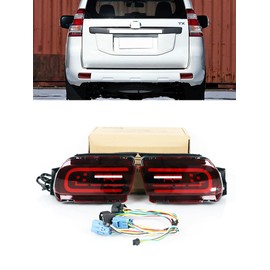 KITOCARTOP LED Rear Bumper Reflector Taillight Drive Brake Lamp Fit for 2010-2020 Toyota LAND CRUISER PRADO FJ150 LED Turn Signal Lights Tail Light Assembly (Letter)