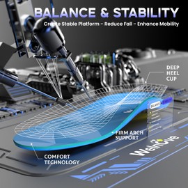 Carbon Fiber Sport Insoles with Arch Support - Welnove Shock Absorbing Performance Insoles for High Impact Sport- Energy Return,Increased Performance, Injury Protection-Not for Tight Shoes,3XL