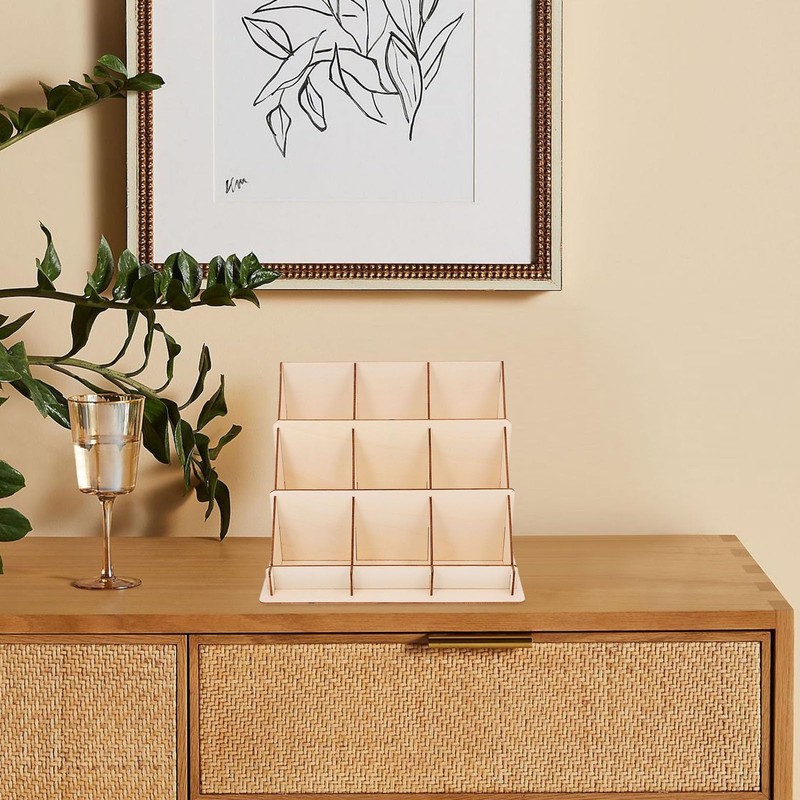 SHINEOFI Wooden Card Display Stand Display Shelves 3 Tiered Display