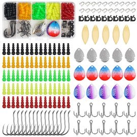150pcs Walleye Rigs Fishing Lure Making Kit Walleye Spinner Rigs Kokanee Rigs Trolling Rigs, Lure Making Supplies Parts Crawler Harness Live Bait Rigs Spinner Blades Clevis Stacked Fishing Beads