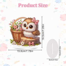 EOBROMD Diamond Painting Desktop Decoration Owl, DIY 5D Diamond Painting Flowers Stand, Diamond Painting Pictures Table Decoration Art Set for Gift Home Decoration