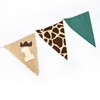 Jungle Safari1st Birthday Pennant Banner Flag Sage Green Giraffe Printed