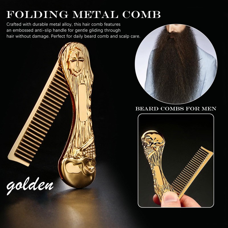 Mini Hair Beard Mustache Comb Brush Combs Metal Travel Folding