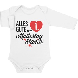 Shirtgeil Mother's Day Gift – “Alles Gute zum 1. Muttertag Mama”, Long-Sleeved Bodysuit for babies. -