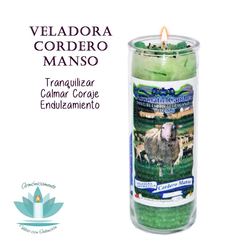VELADORA CORDERO MANSO | TRANQUILIZAR, CALMAR CORAJE, ENDULZAMIENTO, VELA AROMÁTICA