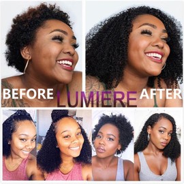 Lumiere Clip In Hair Extensions Real Human Hair 4B 4C Afro Curly Clip Ins Seamless Clip In Hair Extensions Black Women 120g/set 8 Pcs With 20 Clips Brazilian Remy Hair Natural Color 22 Inch