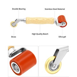 QWORK Seam Roller, 2 Pcs 40mm Silicone Seam Roller with 6mm Brass Detail Penny Roller, Smoothing Seam Roller Tool for PVC/TPO/EPDM Single Ply Roofing Tape