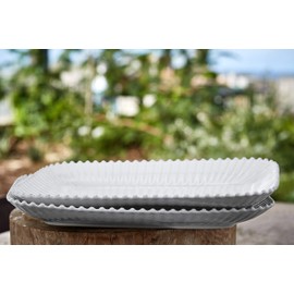 Costa Nova Pearl Collection Stoneware Ceramic Rect. Platter 16", White
