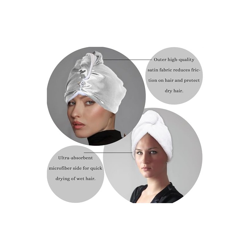 Toalla de satén para el cabello, toalla de pelo súper
