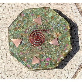 PRAJET CRYSTALS Prajet Energized Orgonite Healing Crystals Hexagonal Vastu Plate Energy Generator Crystal Gemstones Unique Approx. Size 4.5 inch * 1.5 cm Thickness (Ruby Fuchsite Orgone Plate)