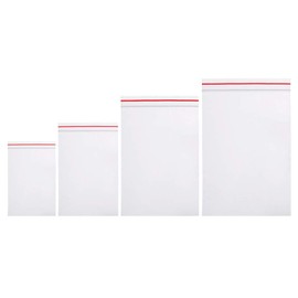 metagio 400 Pcs Grip Seal Bags Clear Plastic Bags, Resealable Clear Plastic Bags Reusable Poly Zip Lock Storage Pouch Bags for Kitchen Storage, Jewellery,Craft Beads Storage - 4 Sizes