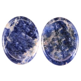 Nupuyai 2 Pieces Natural Sodalite Stone Gemstone Thumb Stone Massage Stone Worry Stone Pocket Stone Crystal Set for Reiki Healing Chakra Stones Decoration